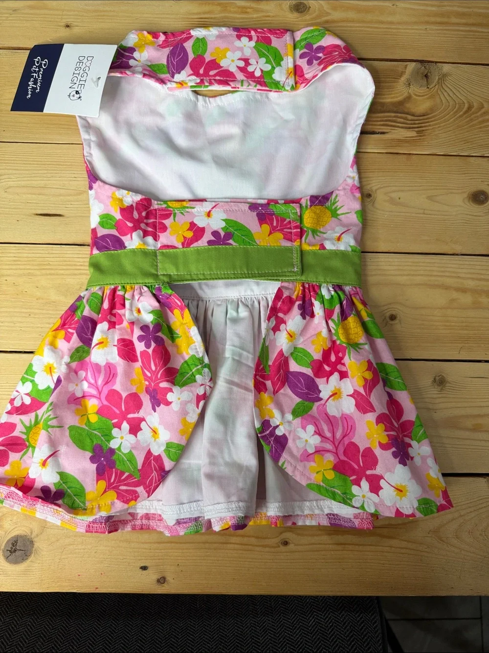 Gymboree Pink Floral Halter Dress with Green Waistband Sz L
